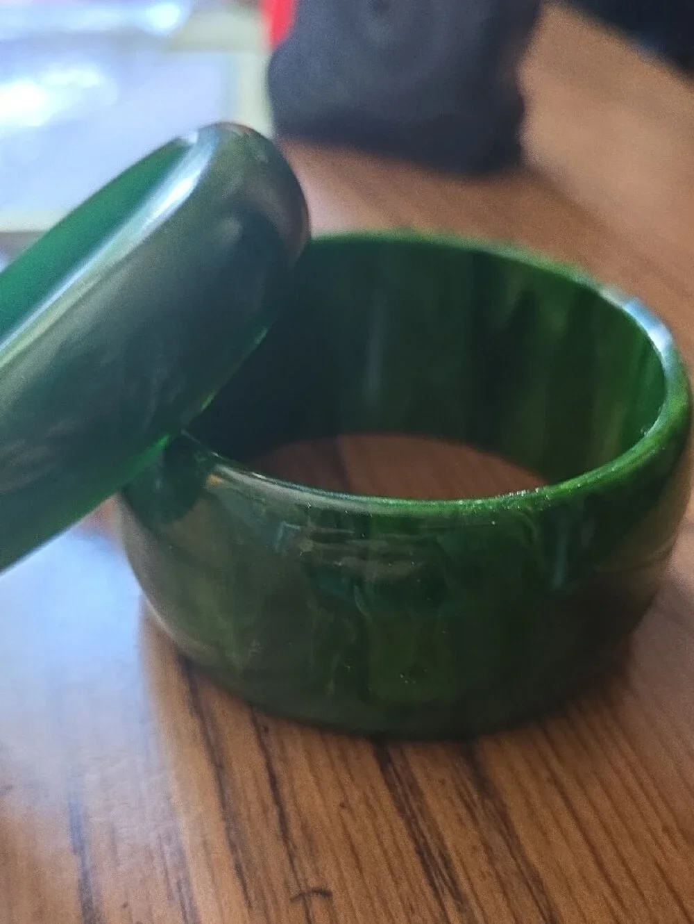 Green Marbled Bangle Bracelets- Bakelite
